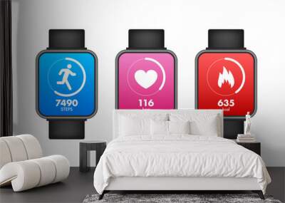 Activity and fitness tracker app. App for morning jogging or fitness. Walk steps. Wall mural