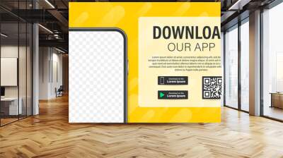 Download page of the mobile app. Empty screen smartphone for you app. Download app. Vector stock illustration Wall mural