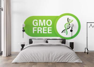 Green colored GMO free emblems, badge, logo, icon. Vector stock illustration. Wall mural