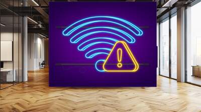 No internet connection found on smartphone. Neon icon. Lost Wireless Connection. No wifi. Vector stock illustration Wall mural