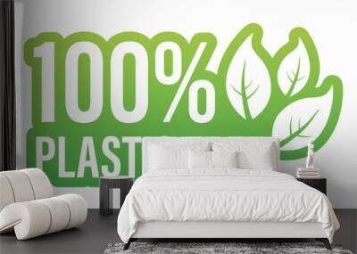 Plastic free green icon badge. Bpa plastic free chemical mark.  illustration. Wall mural