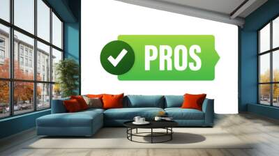 Pros cons comparison, Make Decision, optimal solutions. Correct Wrong. Vector stock illustration. Wall mural