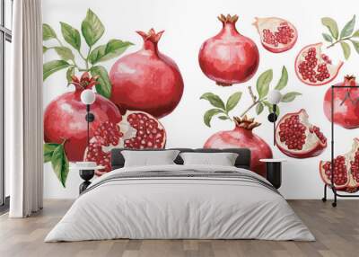 watercolor pomegranate clipart for graphic resources Wall mural