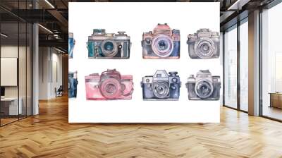 Watercolor Vintage Camera clipart for graphic resources Wall mural