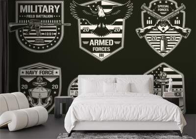 Army set sticker monochrome vintage Wall mural