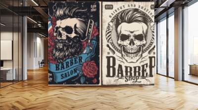 Barber industry colorful set stickers Wall mural