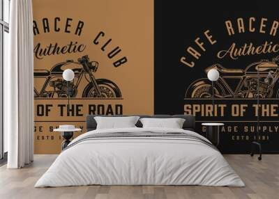 Cafe racer motorcycle monochrome label Wall mural