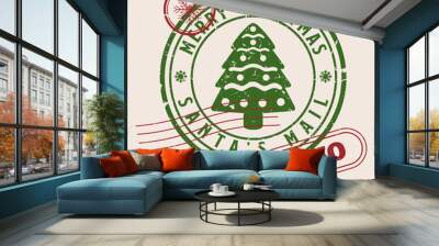 Christmas postage stamp colorful sticker Wall mural