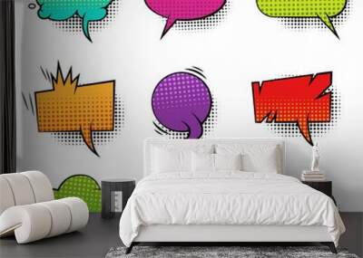 Comic colorful blank speech bubbles collection Wall mural