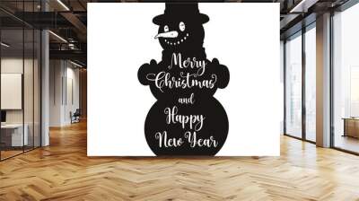 Creepy Christmas snowman element monochrome Wall mural