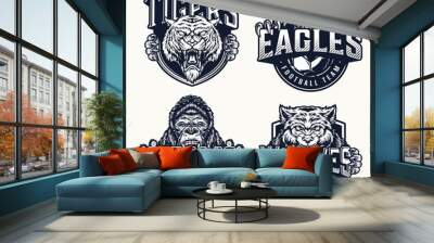 Football and baseball clubs vintage emblems Wall mural