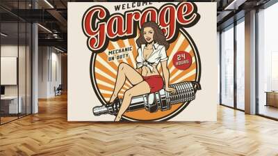 Garage service colorful print Wall mural