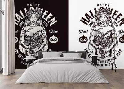 Halloween monochrome vintage design Wall mural