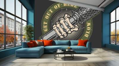 Hand grenade vintage element colorful Wall mural