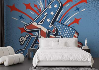 Independence day US colorful poster Wall mural