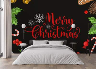 Merry Christmas greeting colorful flyer Wall mural