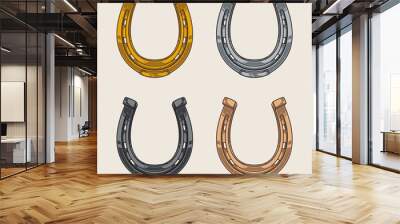 Metal horseshoe colorful set emblems Wall mural