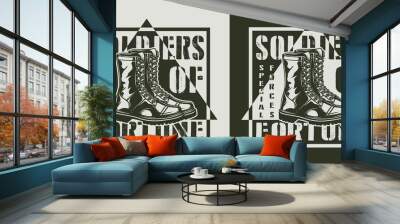 Monochrome military logotype Wall mural