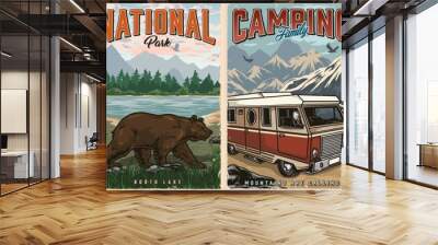 Outdoor recreation colorful posters Wall mural