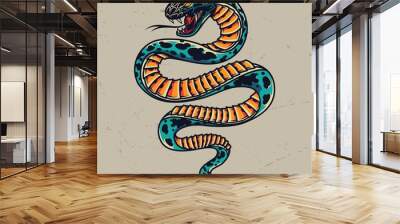 Poisonous snake colorful tattoo concept Wall mural