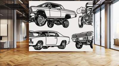 Retro custom cars composition Wall mural