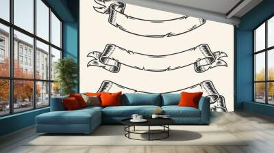 Ribbons set element vintage monochrome Wall mural