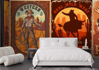 Rodeo show set posters colorful Wall mural