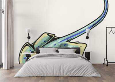 Sea stingray colorful detailed label Wall mural