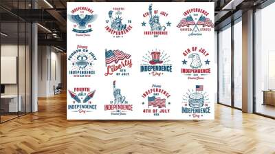 Set of 4th july emblem Wall mural