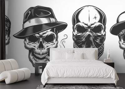 Skull in bandana on face Wall mural