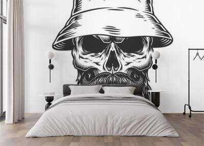 Skull in the panama hat Wall mural