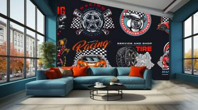 Street racing set stickers colorful Wall mural