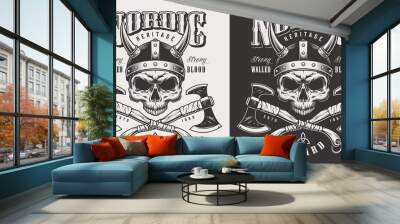 t-shirt print with viking head Wall mural