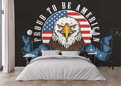 United states colorful vintage flyer Wall mural