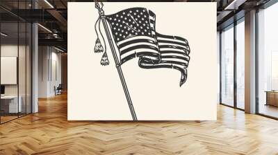 USA flag monochrome logotype vintage Wall mural