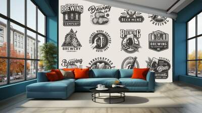 Vintage brewery monochrome emblems Wall mural