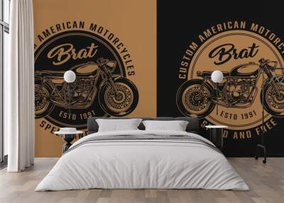 Vintage custom motorcycle round print Wall mural