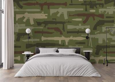 Vintage military weapons seamless pattern Wall mural