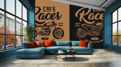 Vintage motorcycle monochrome emblem Wall mural