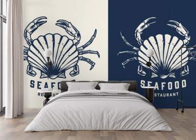 Vintage seafood restaurant logotype Wall mural