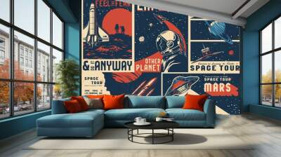 Vintage universe posters collection Wall mural