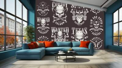 Vintage wild west logotypes set Wall mural