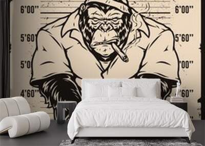 Wanted prisoner monochrome vintage poster Wall mural