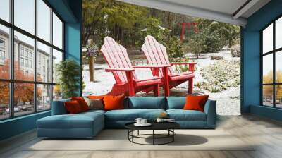 Red Lawn Chairs Wall mural