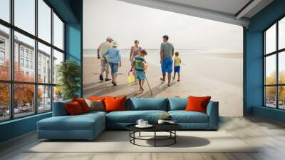 Family Walking on the Beach Wall mural