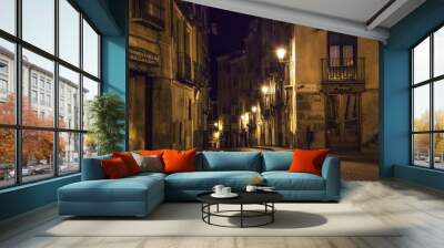 Street of the old town at night, Cuenca, Spain Wall mural