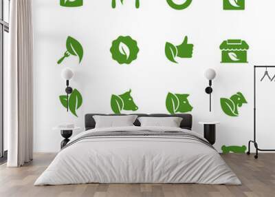 Organic Food and Store Related Icon Set in Glyph Style Wall mural