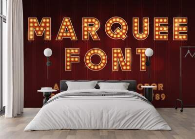 Retro Cinema or Theater Shows Marquee Font for Dark Background Wall mural