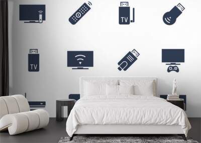 TV Stick and Box Vector Icon Set Wall mural