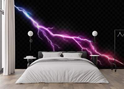 vector realistic lightning and glowing thunder bolt Wall mural